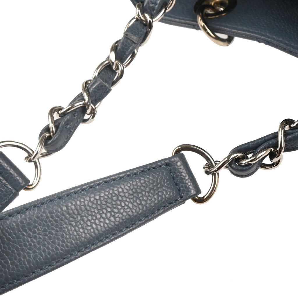 Chanel 2014 Blue Caviar Petite Shopping Tote PST Chain Handbag