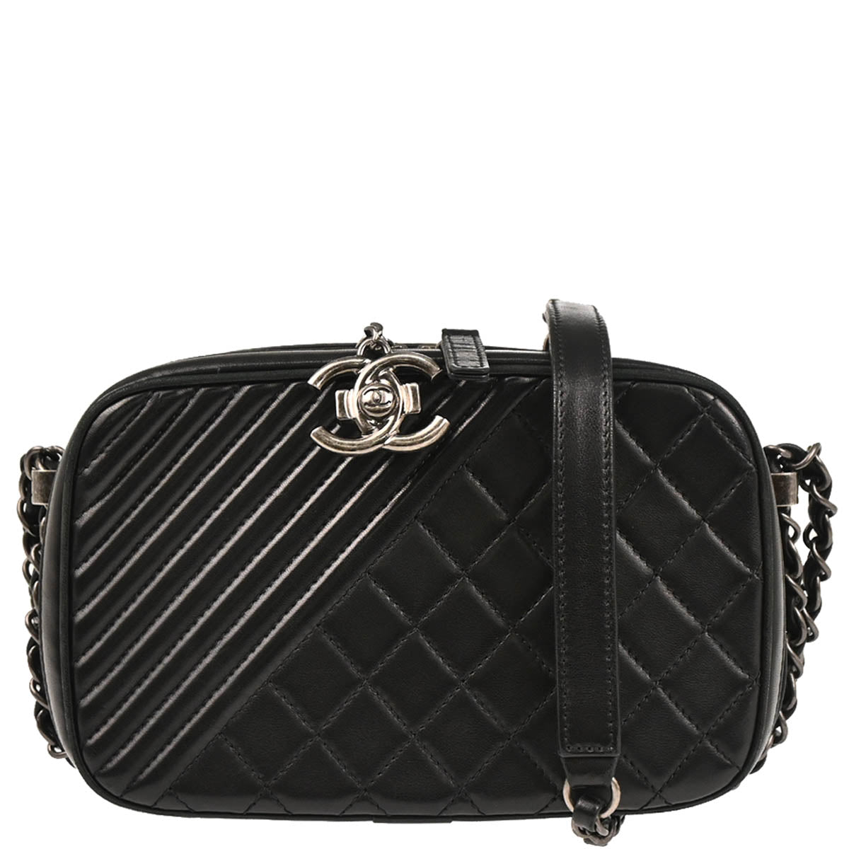 Chanel 2014-2015 Black Lambskin Small Coco Boy Camera Bag