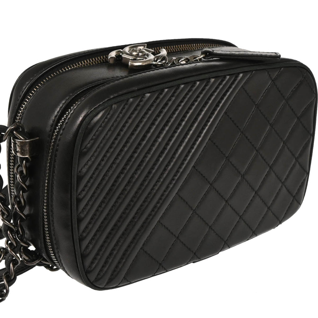 Chanel 2014-2015 Black Lambskin Small Coco Boy Camera Bag