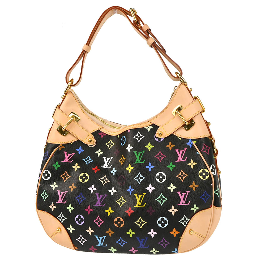 Louis Vuitton 2010 Black Monogram Multicolor Greta Shoulder Bag M40196
