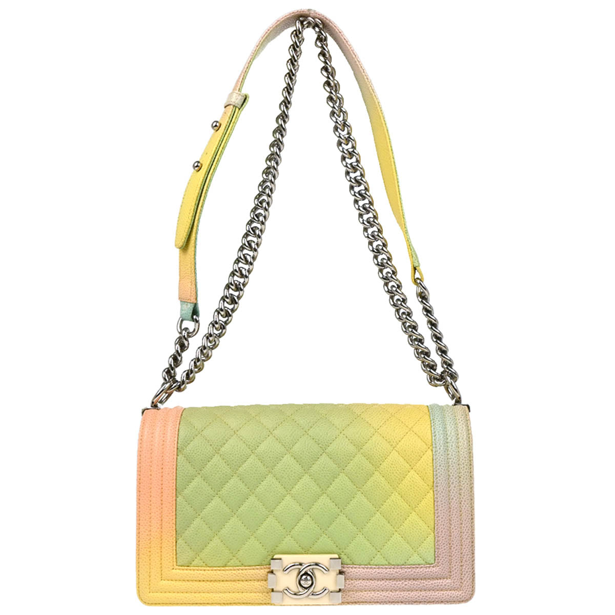 Boy Chanel 2018 Pastel Rainbow Caviar Medium Shoulder Bag