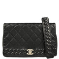 Chanel 2018 Black Embossed Calfskin Turnlock Small Full Flap Shoulder Bag