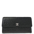 Chanel 2011 Black Calfskin Camellia Long Wallet