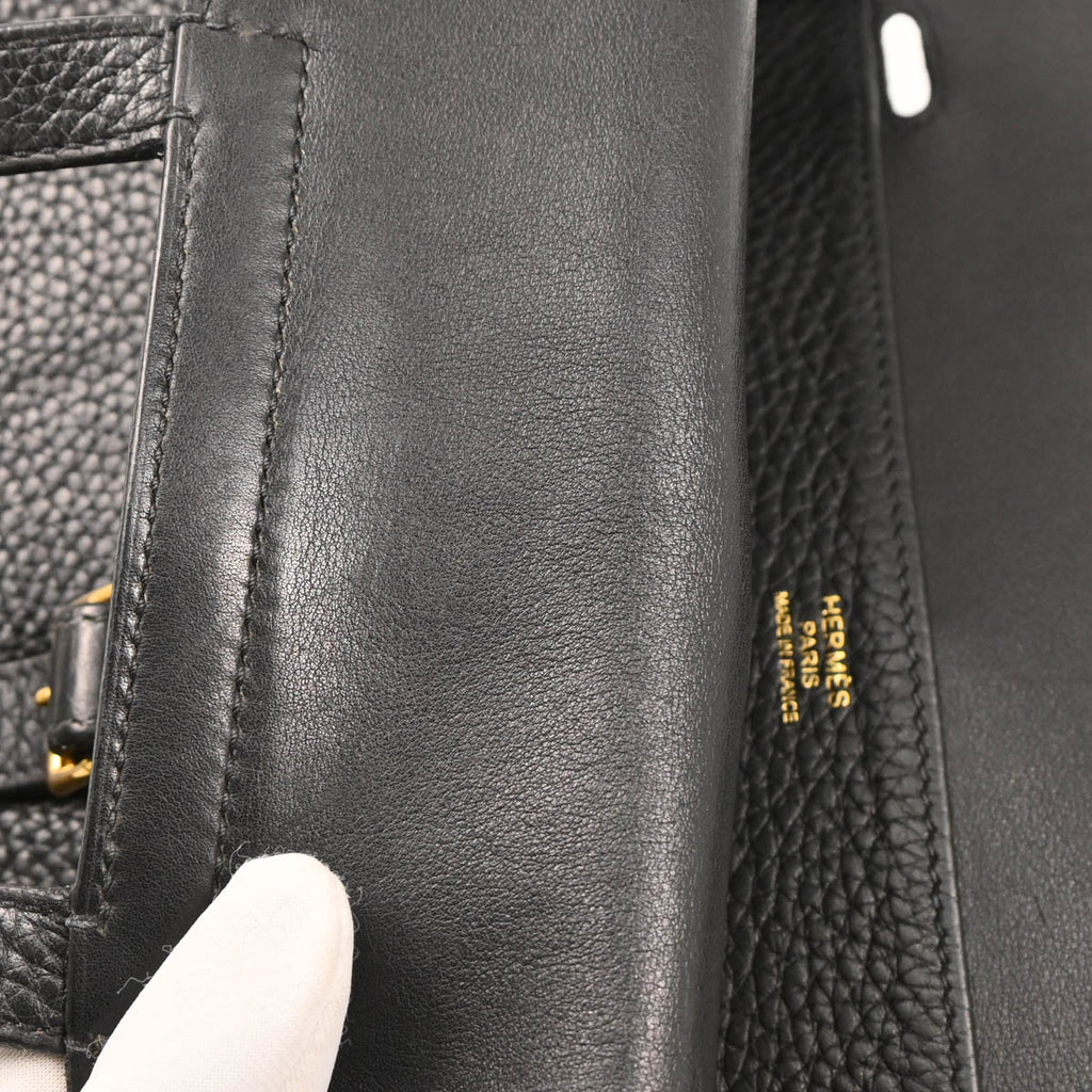 Hermes Black Togo Halzan 25 2way Shoulder Handbag