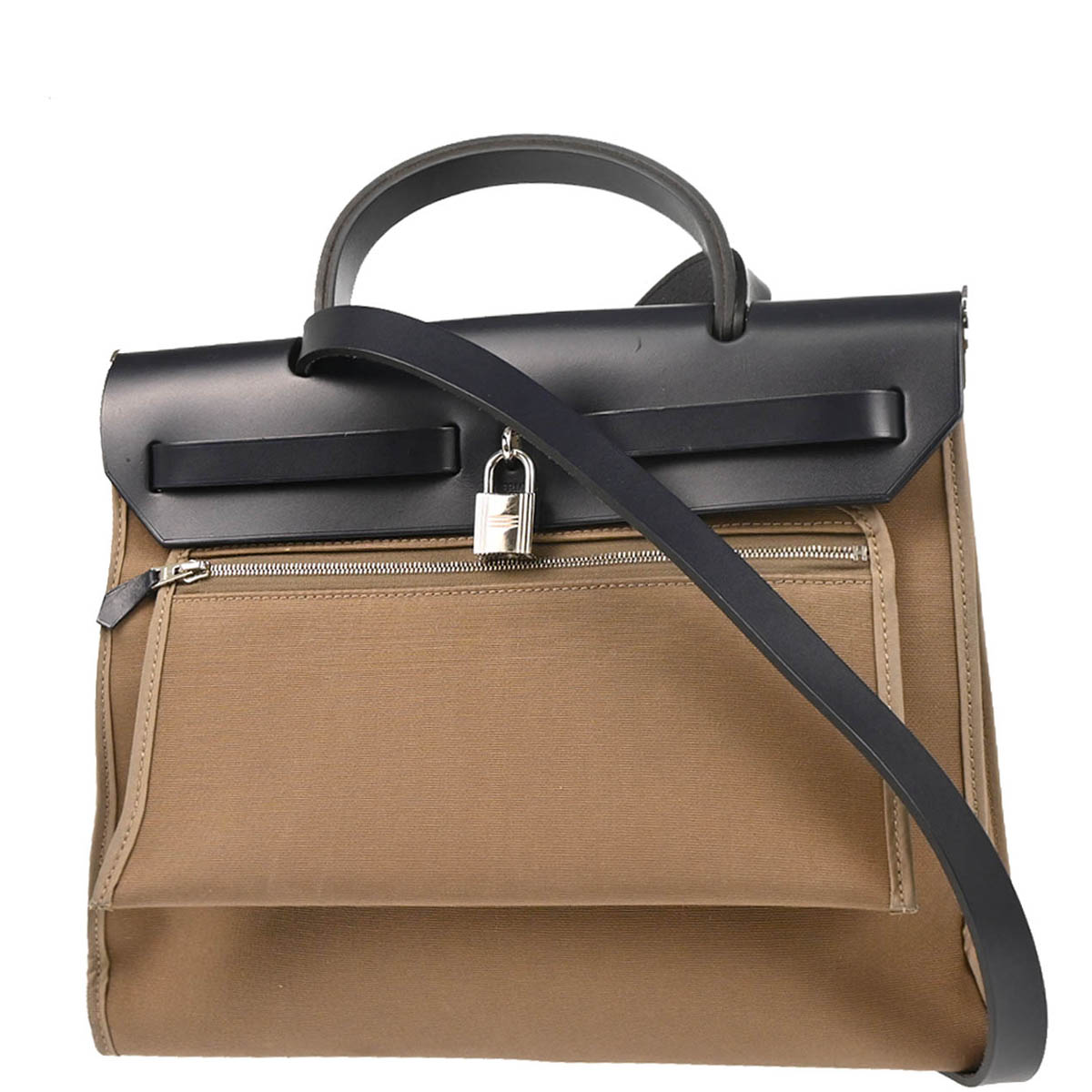 Hermes 2017 Brown Black Officier Herbag Zip PM 2 in 1 Tote Bag