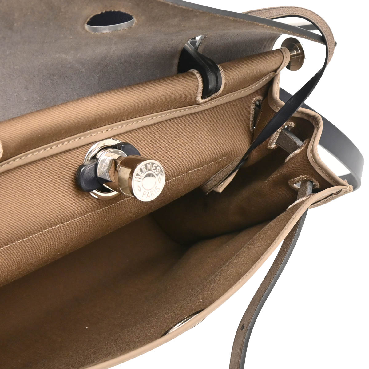 Hermes 2017 Brown Black Officier Herbag Zip PM 2 in 1 Tote Bag