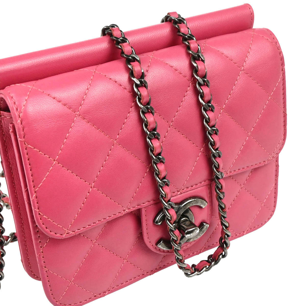Chanel 2013-2014 Pink Lambskin Shoulder Bag