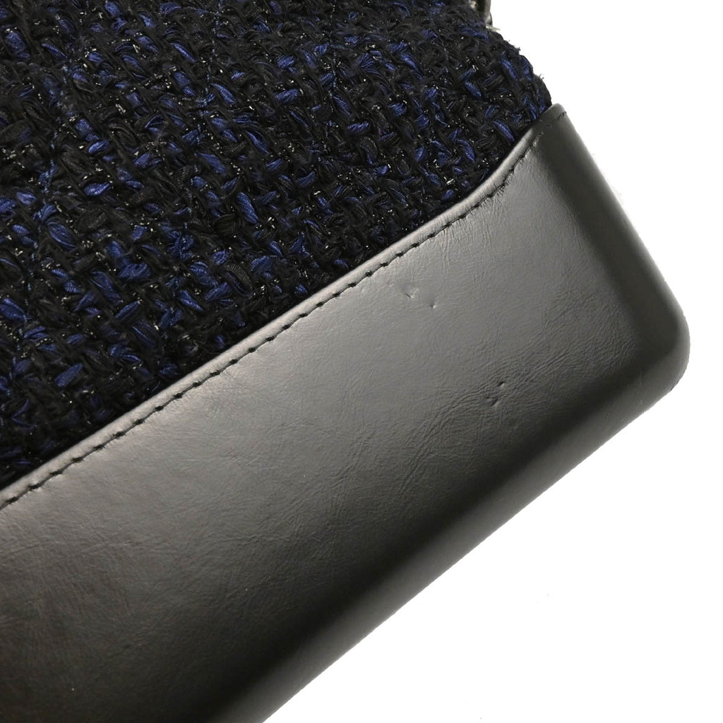Chanel 2018 Black Navy Calfskin Tweed Large Gabrielle Shoulder Bag