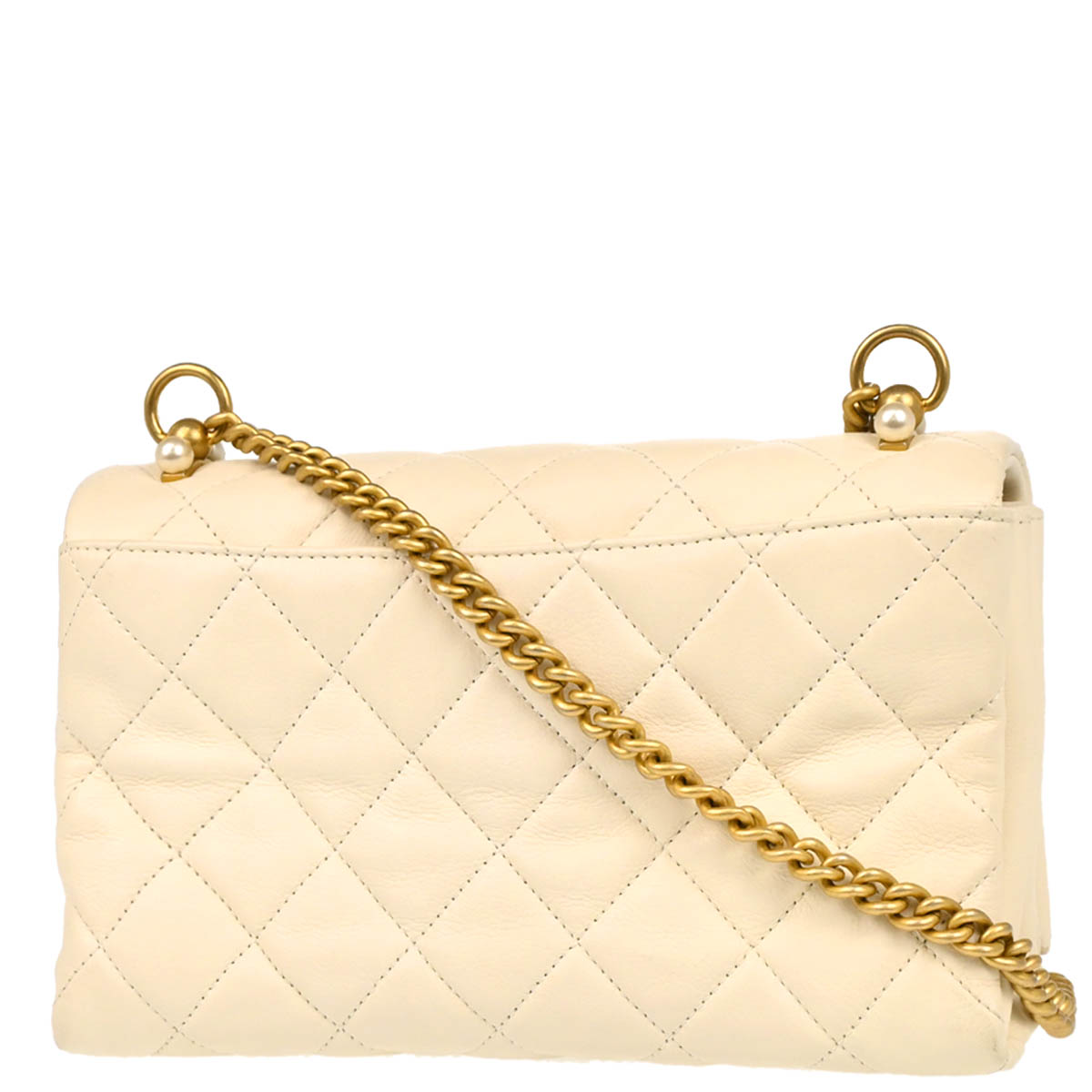 Chanel 2019 Ivory Calfskin Turnlock Small Full Flap Shoulder Bag