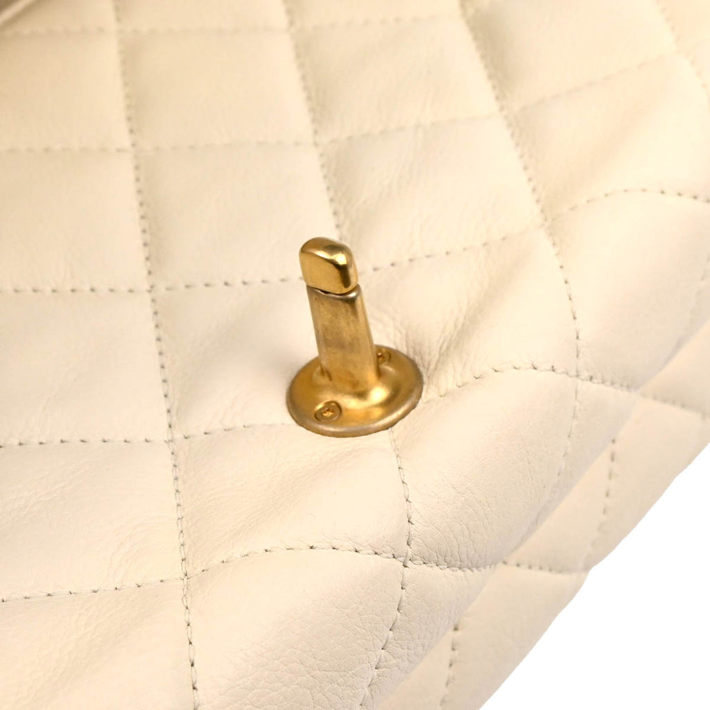 Chanel 2019 Ivory Calfskin Turnlock Small Full Flap Shoulder Bag