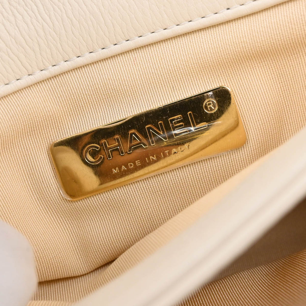 Chanel 2019 Ivory Calfskin Turnlock Small Full Flap Shoulder Bag
