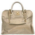 Chanel Silver Perforated Calfskin French Riviera 2way Shoulder Handbag