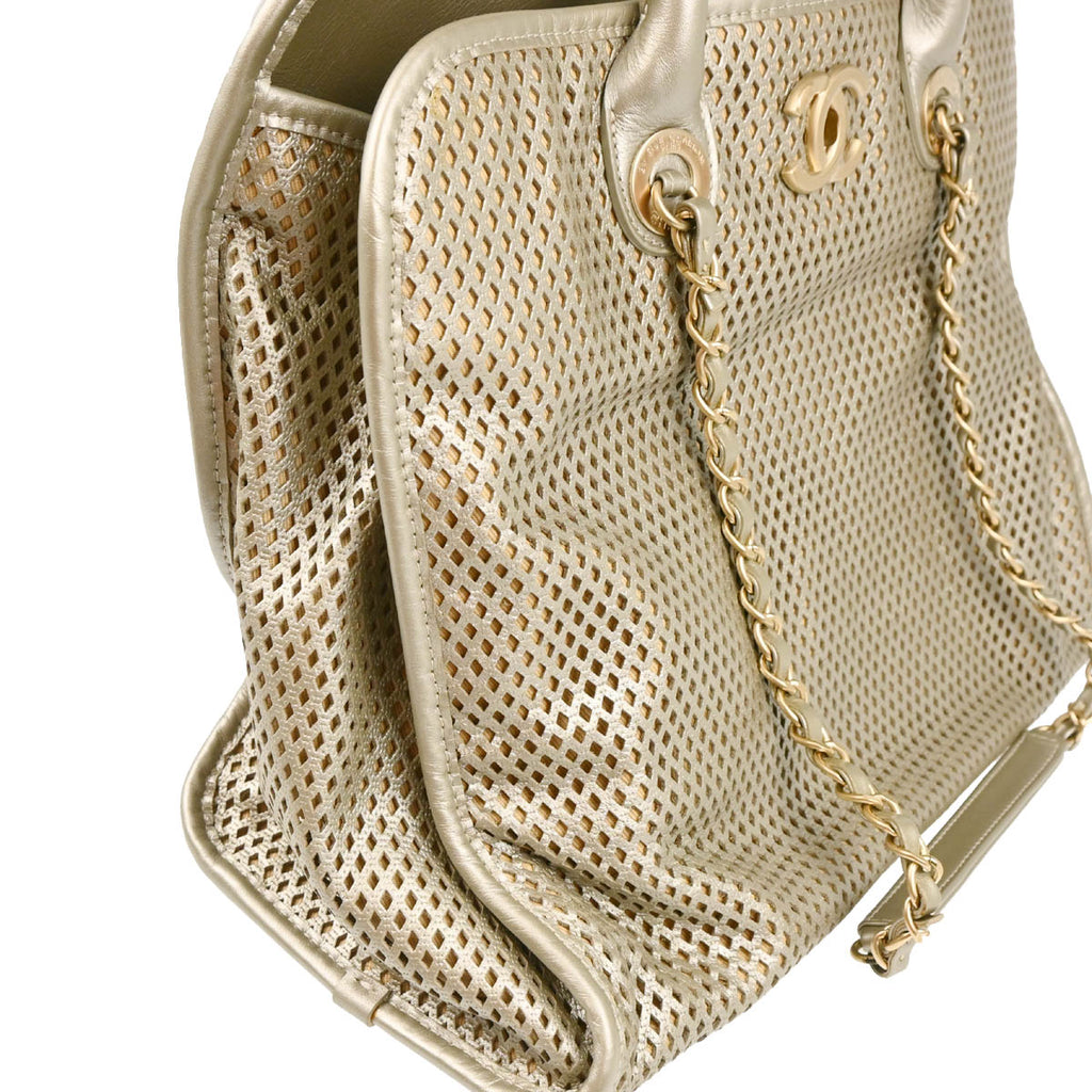 Chanel Silver Perforated Calfskin French Riviera 2way Shoulder Handbag