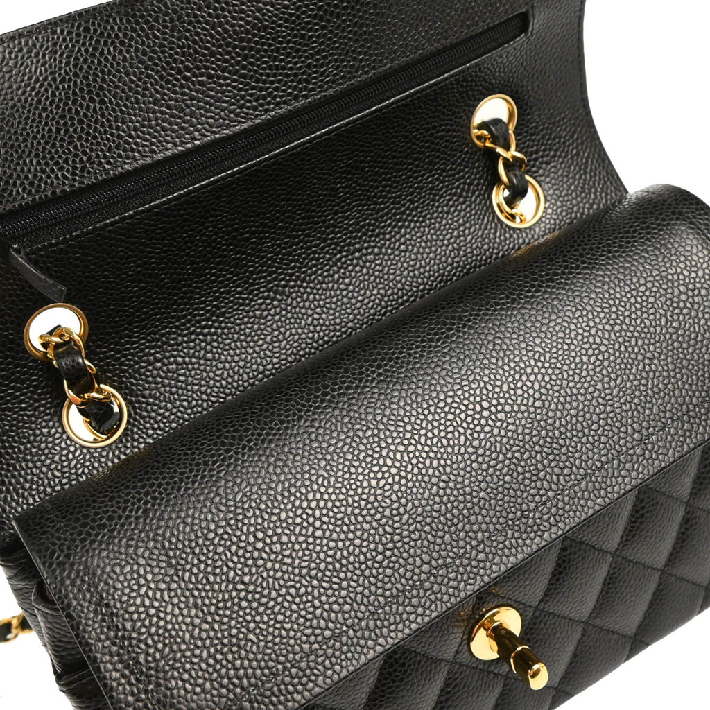 Chanel 2019 Black Caviar Small Classic Double Flap Shoulder Bag