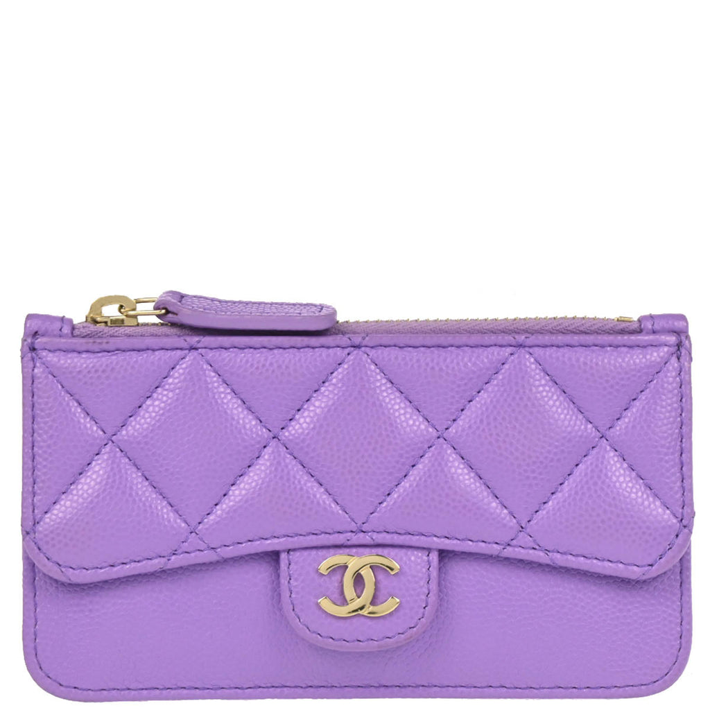 Chanel 2019 Purple Caviar Cardholder Small Good