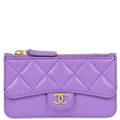 Chanel 2019 Purple Caviar Cardholder Small Good