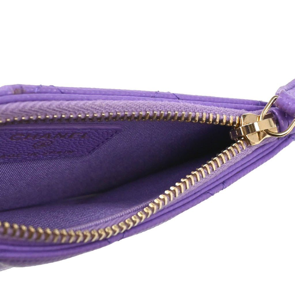 Chanel 2019 Purple Caviar Cardholder Small Good