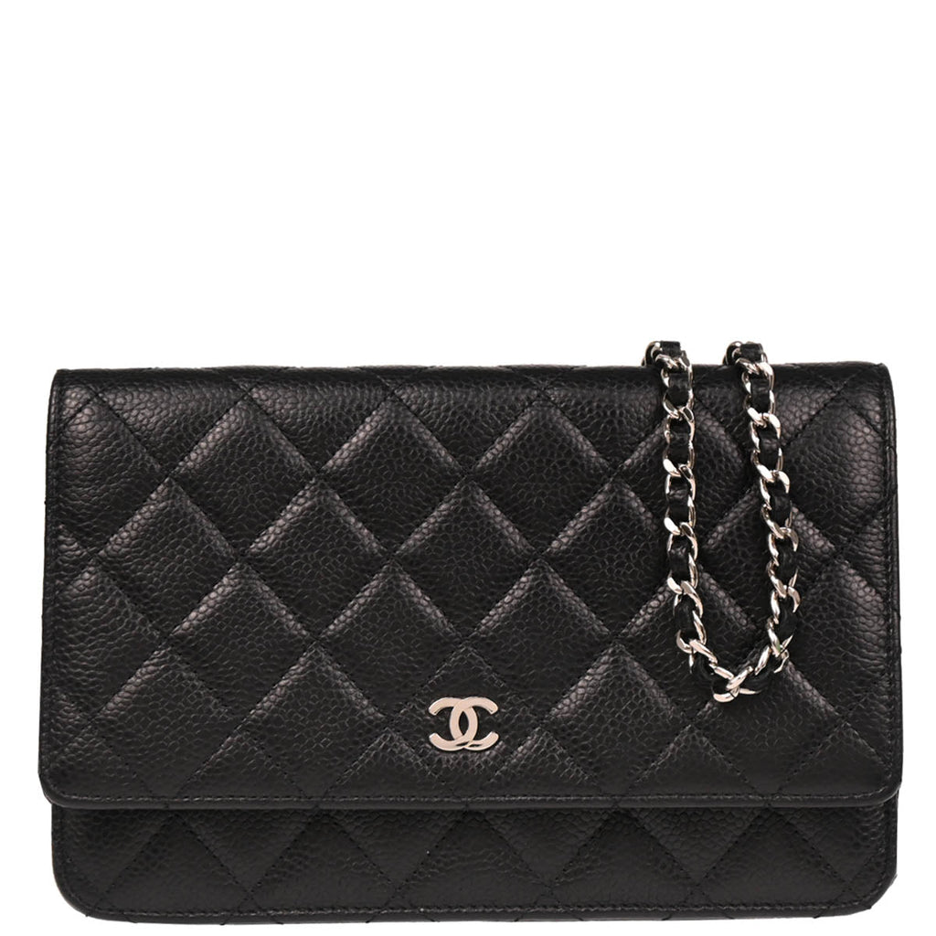 Chanel 2012 Black Caviar Classic WOC Wallet on Chain Shoulder Bag
