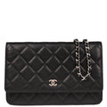 Chanel 2012 Black Caviar Classic WOC Wallet on Chain Shoulder Bag