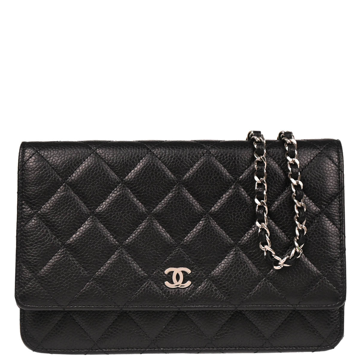 Chanel 2012 Black Caviar Classic WOC Wallet on Chain Shoulder Bag