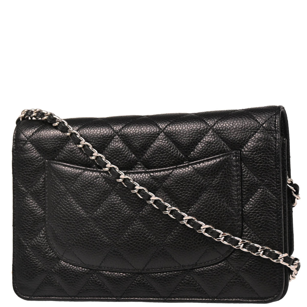 Chanel 2012 Black Caviar Classic WOC Wallet on Chain Shoulder Bag
