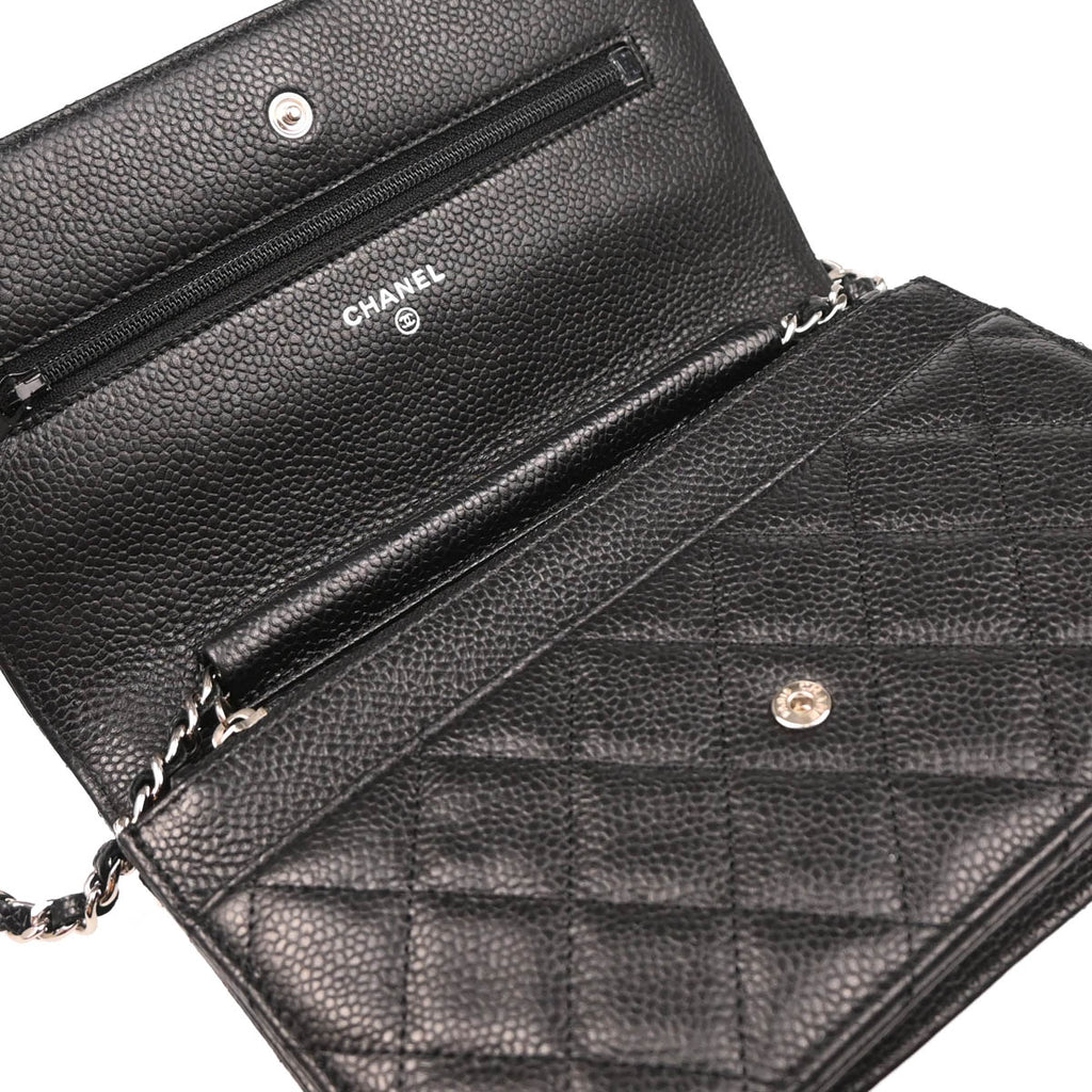 Chanel 2012 Black Caviar Classic WOC Wallet on Chain Shoulder Bag
