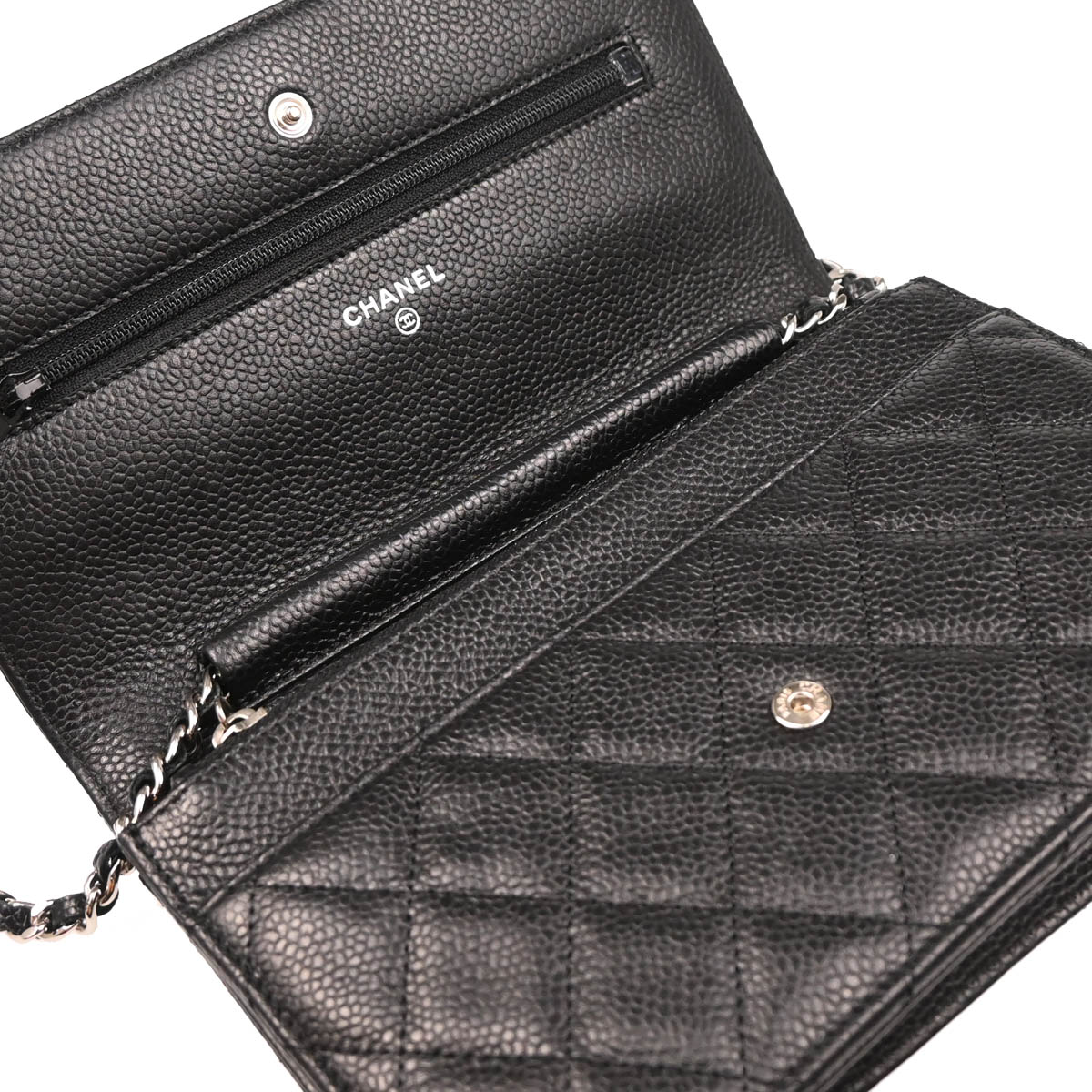Chanel 2012 Black Caviar Classic WOC Wallet on Chain Shoulder Bag