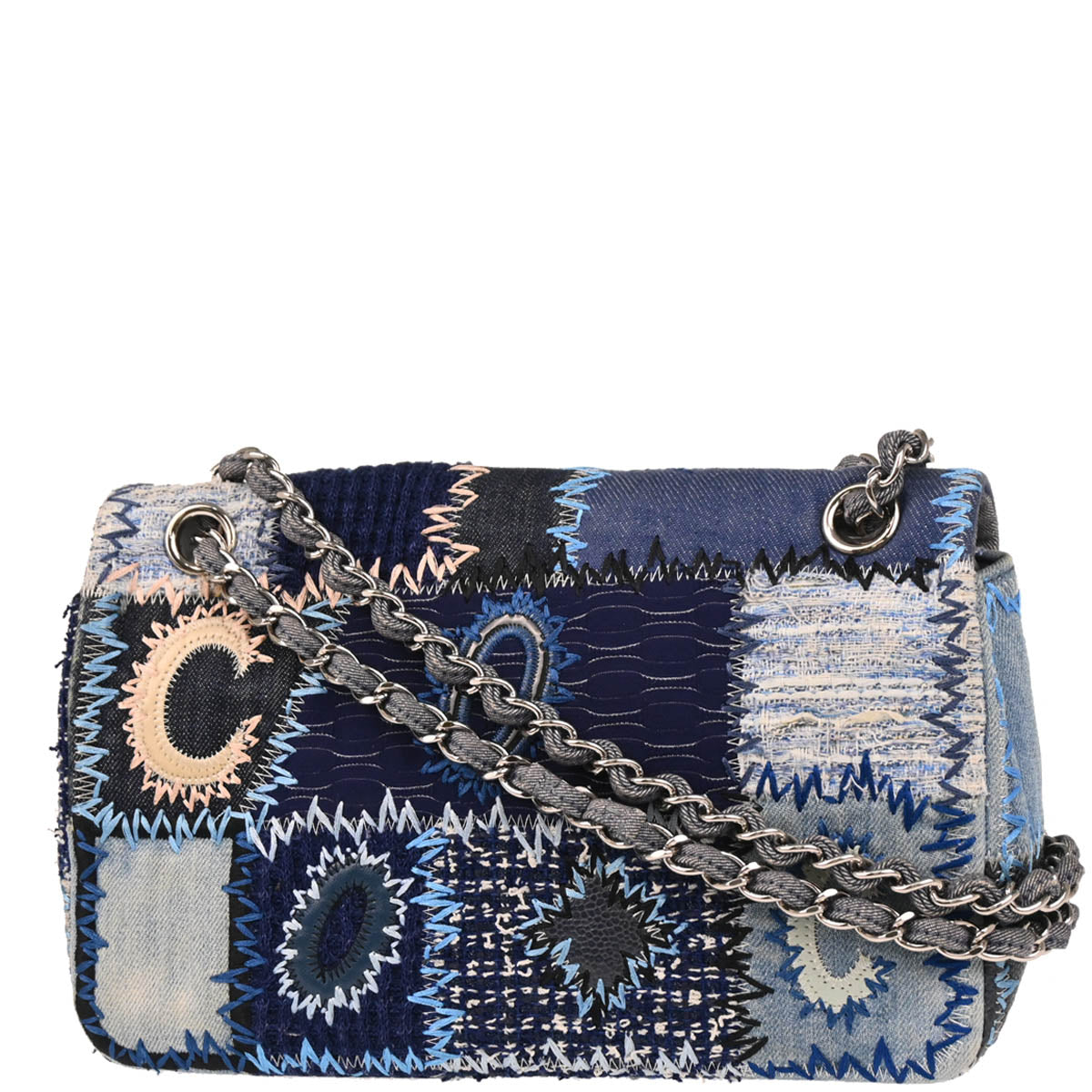 Chanel 2015-2016 Blue Denim Patchwork Single Flap Shoulder Bag