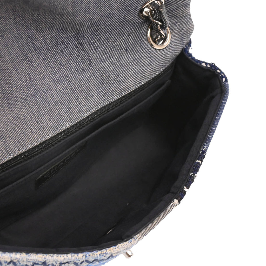 Chanel 2015-2016 Blue Denim Patchwork Single Flap Shoulder Bag
