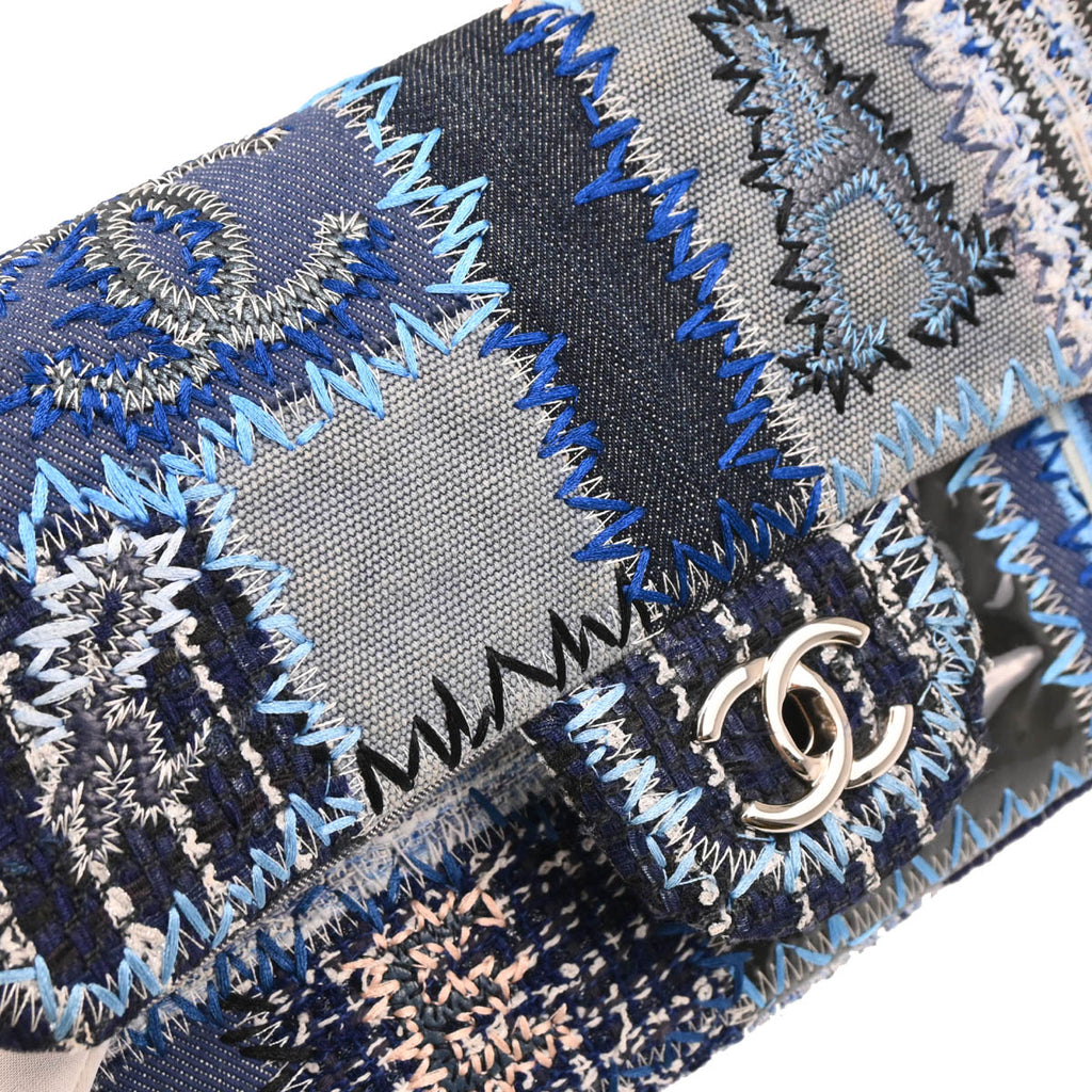 Chanel 2015-2016 Blue Denim Patchwork Single Flap Shoulder Bag