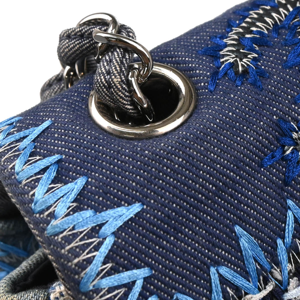 Chanel 2015-2016 Blue Denim Patchwork Single Flap Shoulder Bag