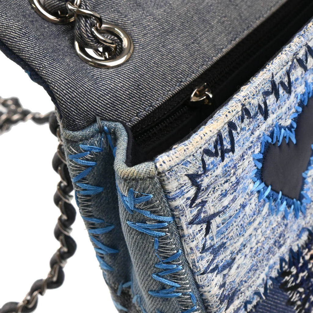 Chanel 2015-2016 Blue Denim Patchwork Single Flap Shoulder Bag