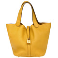 Hermes 2019 Jaune Taurillon Clemence Picotin Lock 22 MM Handbag
