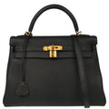 Hermes 2016 Black Togo Kelly 32 Retourne 2way Shoulder Handbag