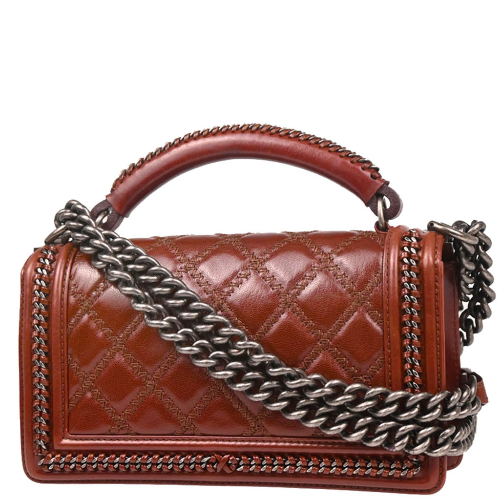 Boy Chanel 2015-2016 Bordeaux Calfskin Medium 2way Shoulder Bag Handbag
