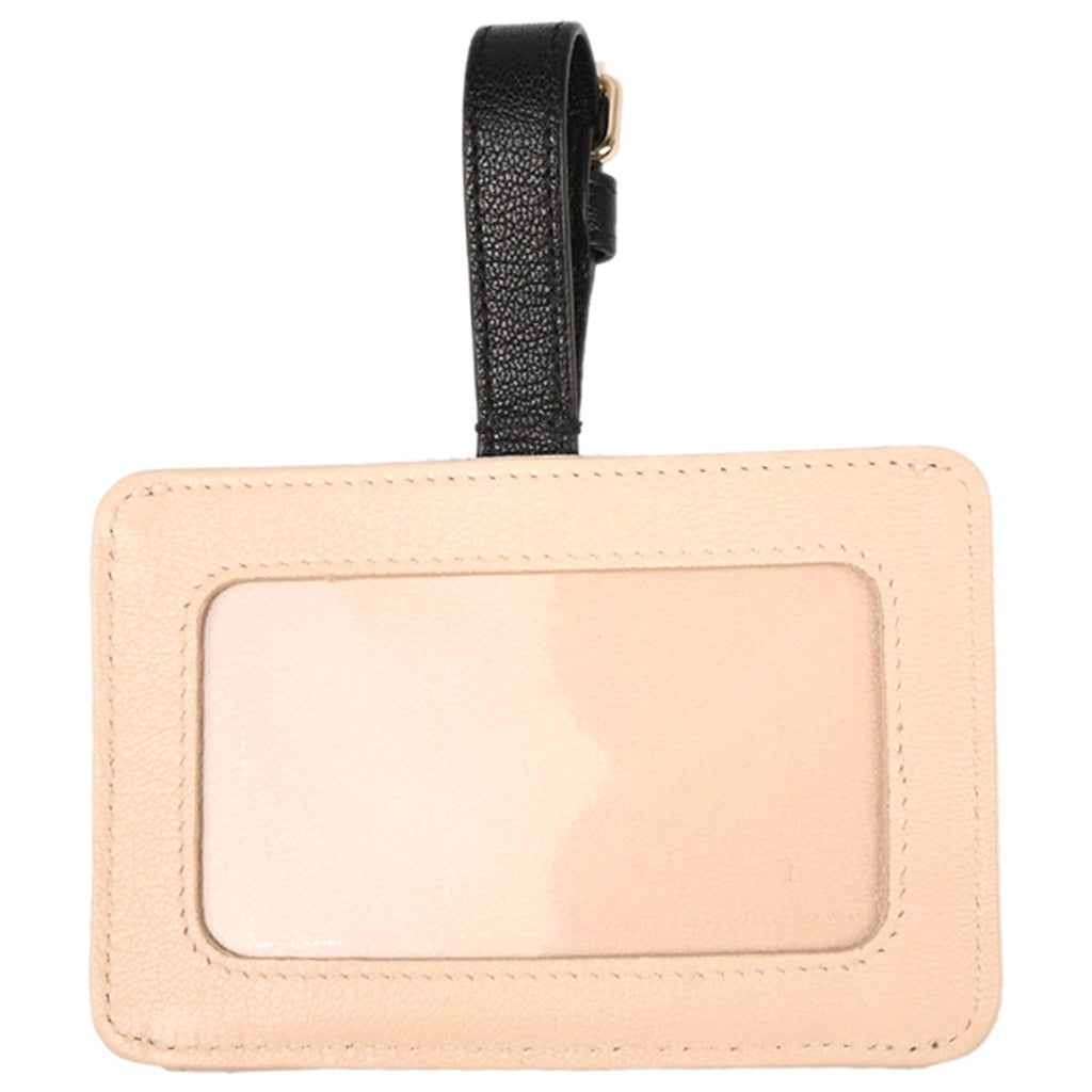 Chanel 2019 Beige Black Calfskin Luggage Tag Cardholder Small Good