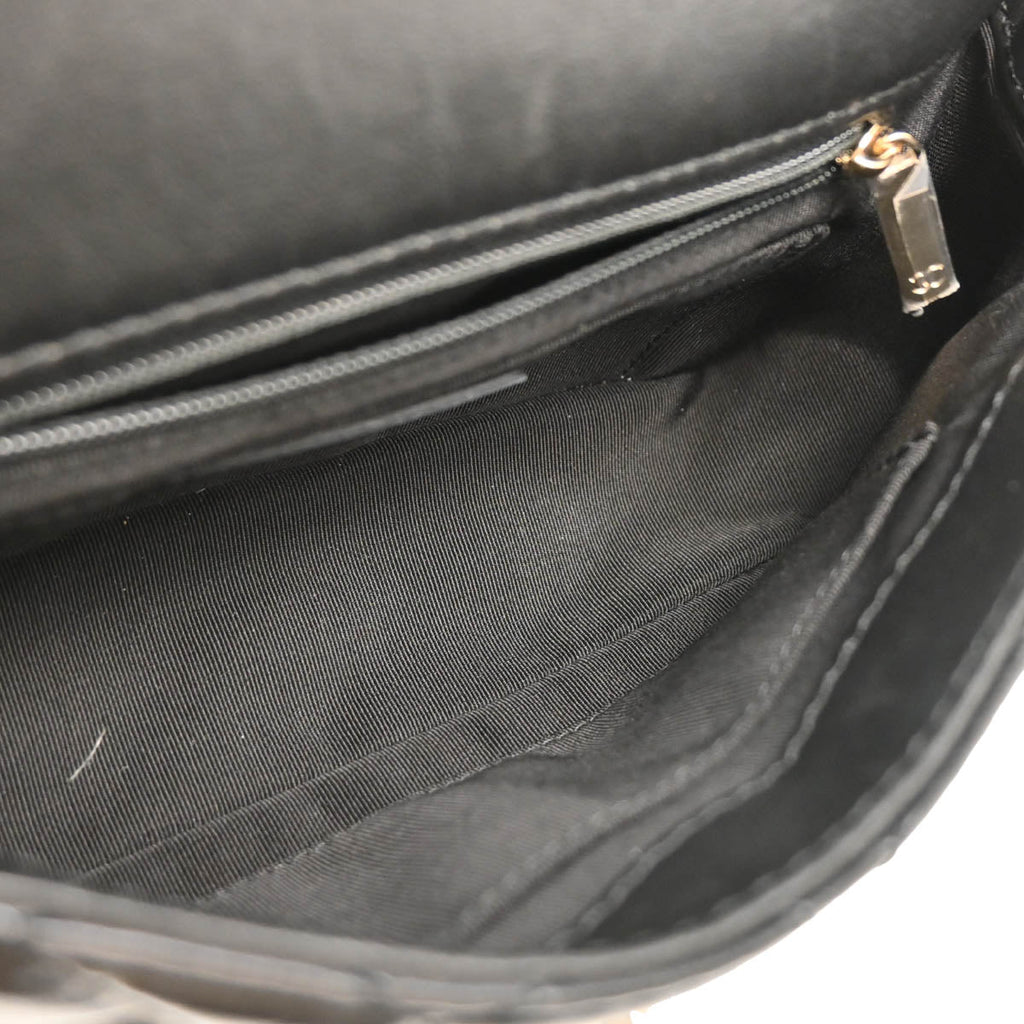 Chanel 2019 Black Lambskin Bias Stitch Straight Flap Shoulder Bag
