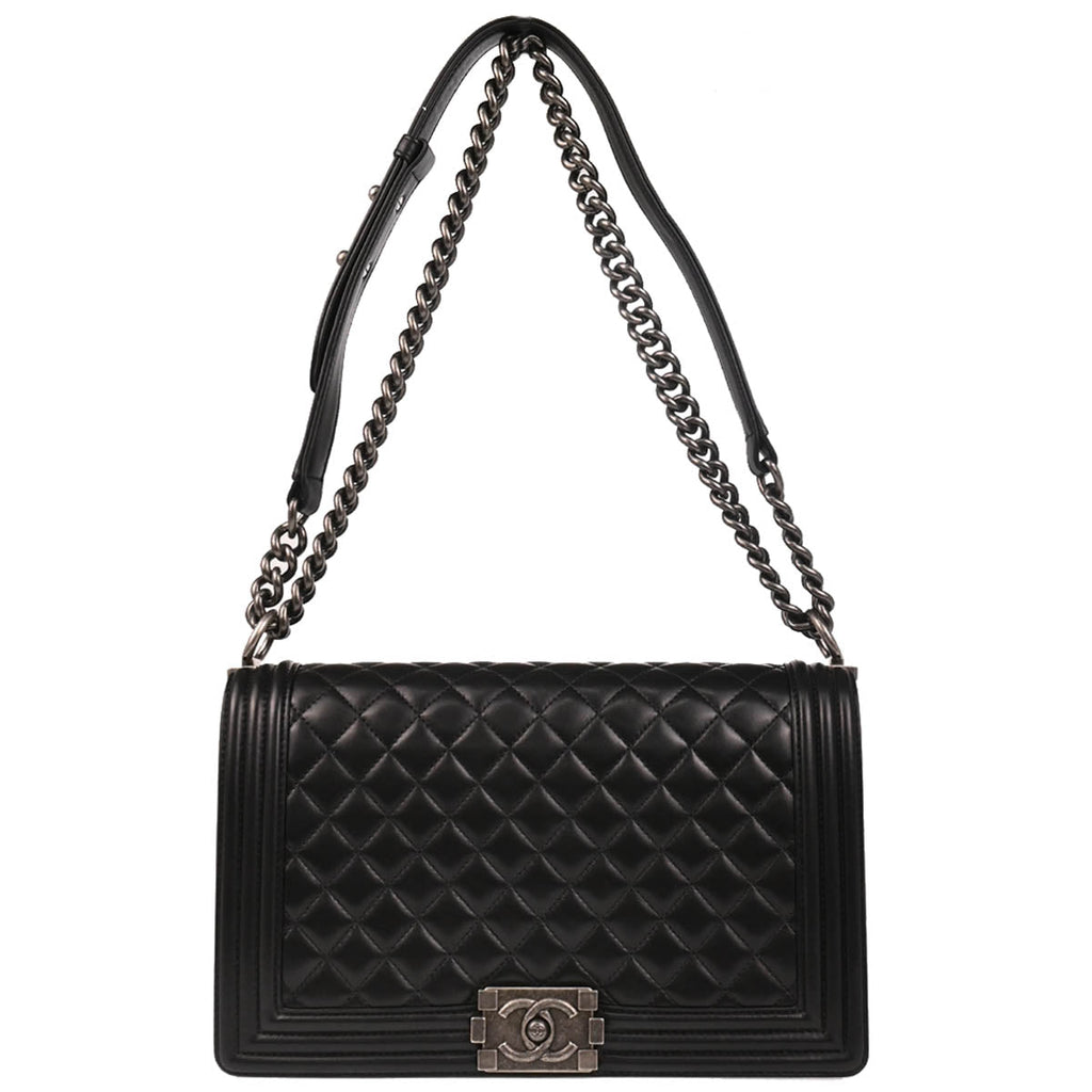 Boy Chanel 2017-2018 Black Lambskin Medium Shoulder Bag
