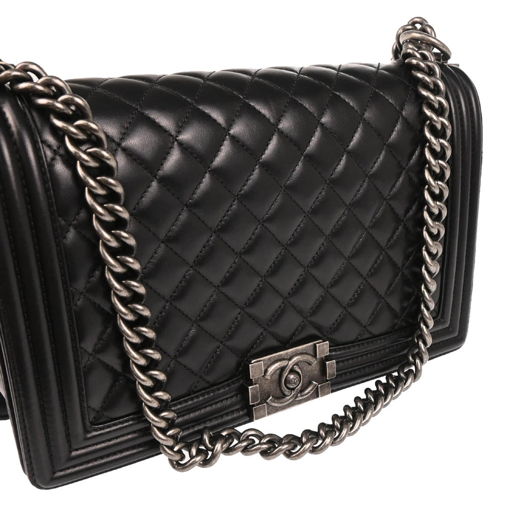 Boy Chanel 2017-2018 Black Lambskin Medium Shoulder Bag
