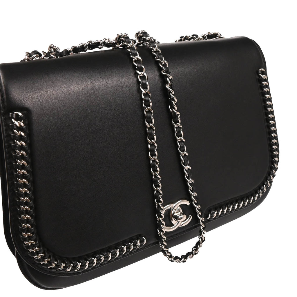 Chanel 2017-2018 Black Calfskin Braided Chic Flap Bag Shoulder Bag