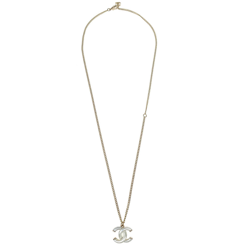 Chanel Gold Silver CC Chain Pendant Necklace A17P