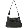 Hermes 2015 Black Taurillon Clemence Lindy 30 Shoulder Bag