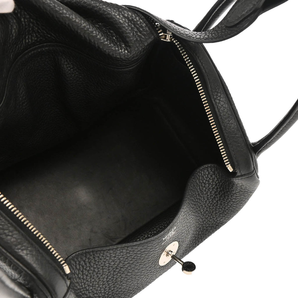 Hermes 2015 Black Taurillon Clemence Lindy 30 Shoulder Bag