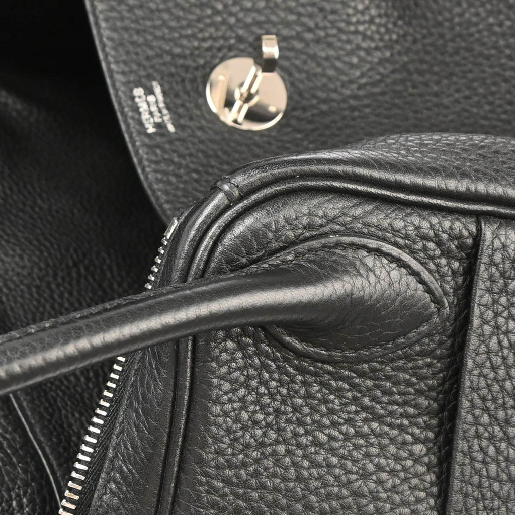 Hermes 2015 Black Taurillon Clemence Lindy 30 Shoulder Bag