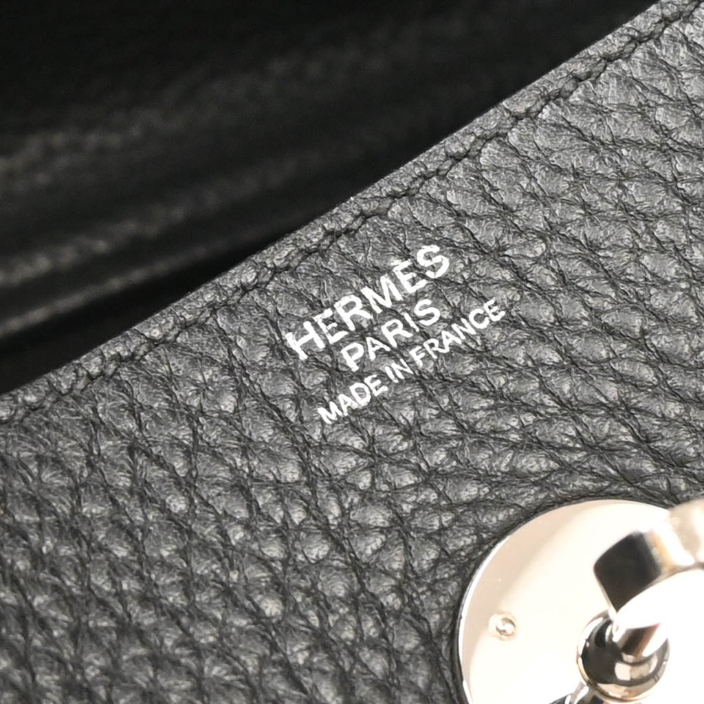 Hermes 2015 Black Taurillon Clemence Lindy 30 Shoulder Bag