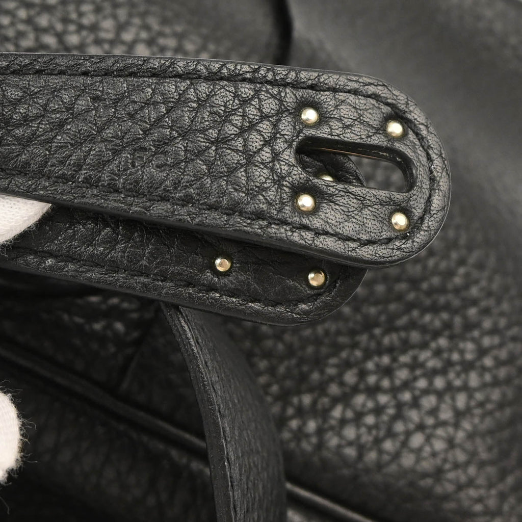 Hermes 2015 Black Taurillon Clemence Lindy 30 Shoulder Bag