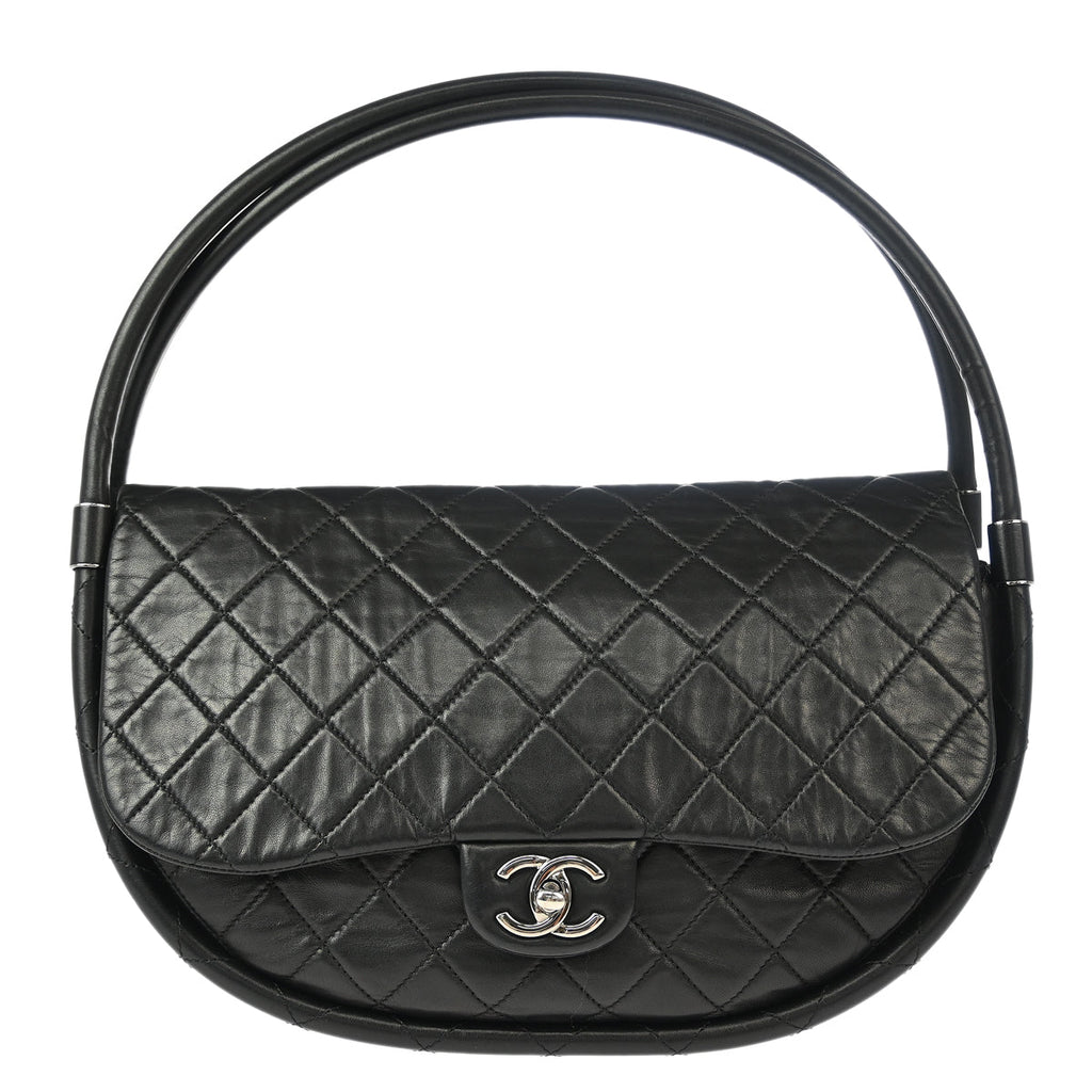 Chanel Black Lambskin Hula Hoop Large Handbag