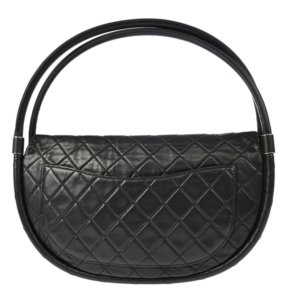 Chanel Black Lambskin Hula Hoop Large Handbag