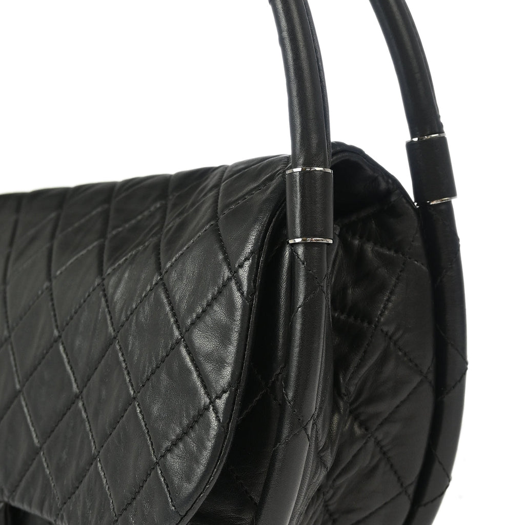 Chanel Black Lambskin Hula Hoop Large Handbag