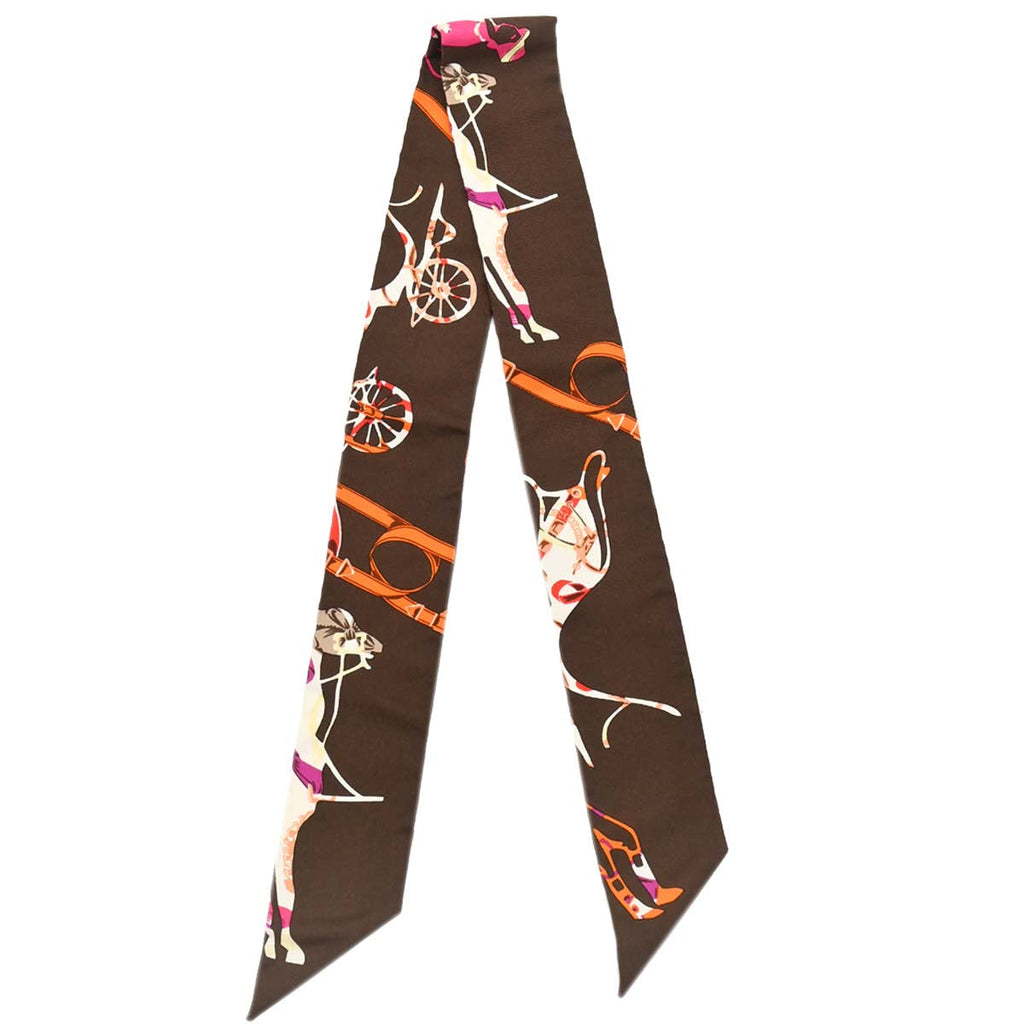 Hermes Twilly Scarf Bag Handle Accessories Brown